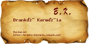 Brankó Karméla névjegykártya